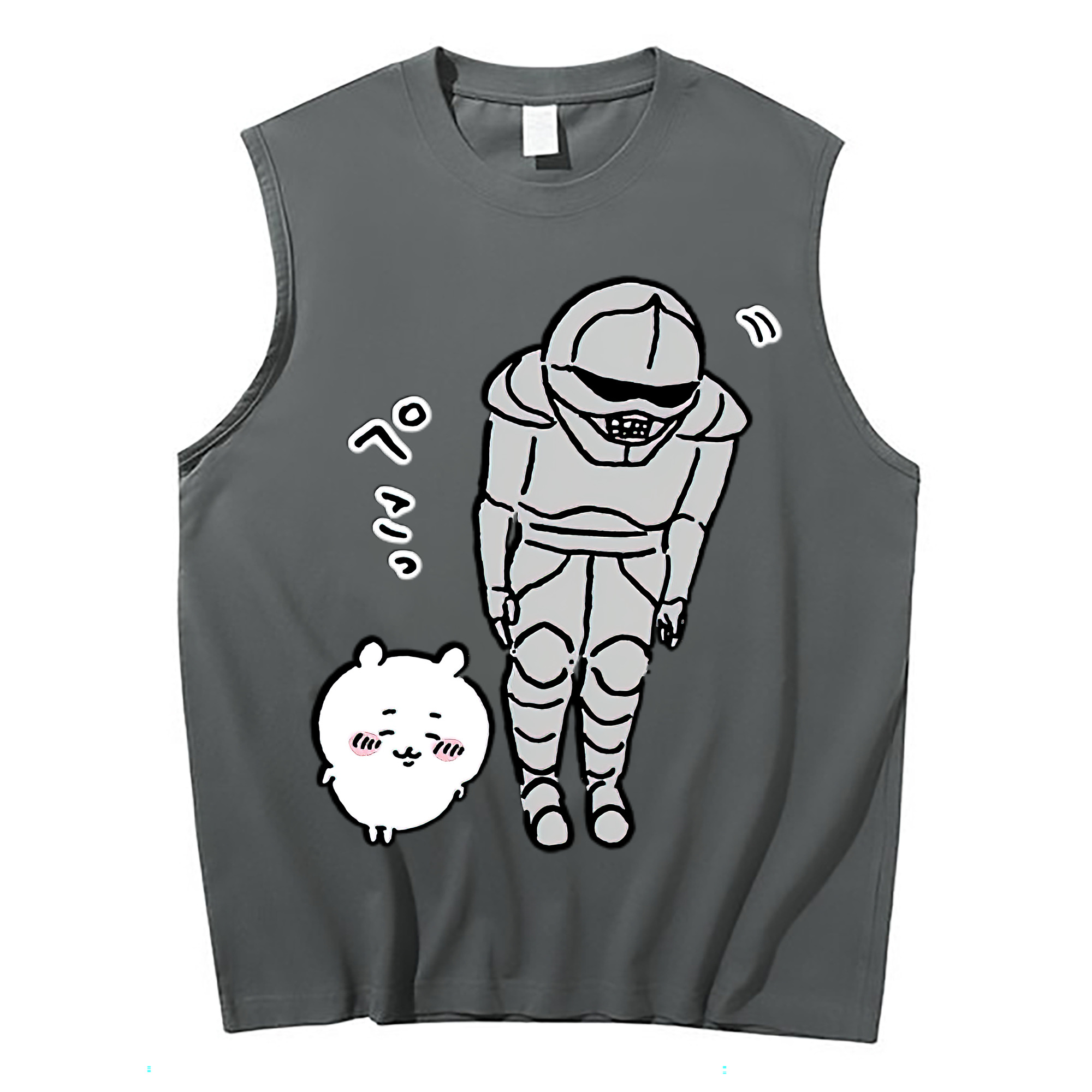 （画像用） ちいかわ 労働の鎧さん Chii-kawa Mr. Armor of Labor コットン100％タンクトップ（フロントプリント）